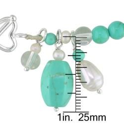 Sterling Silver Turquoise and Freshwater Rice Pearl Bracelet (2 6 mm