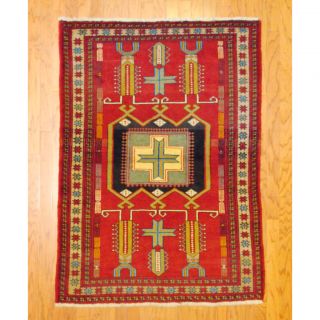Persian Tribal Kurdish Rust/ Beige Wool Rug (41 x 57)