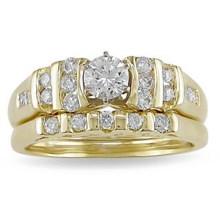 14k Two tone Gold 3/4ct TDW Diamond Bridal Ring Set (H I, SI1 SI2