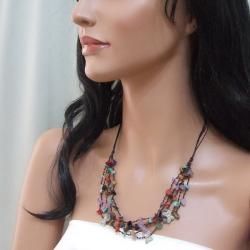 Multi strand Gemstone Cluster Butterfly Necklace (Thailand