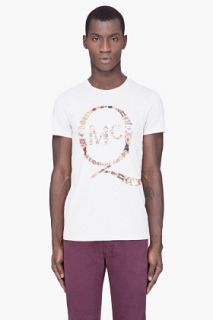McQ Alexander McQueen Beige Navy Medal Collage Logo T shirt for men