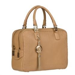 Versace Beige Leather Perforated Satchel