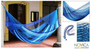 Hand woven Large Deluxe Blue Caribbean Hammock (Mexico) Today $74.99