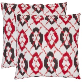 Ikat 18 inch White/ Red Decorative Pillows (Set of 2)