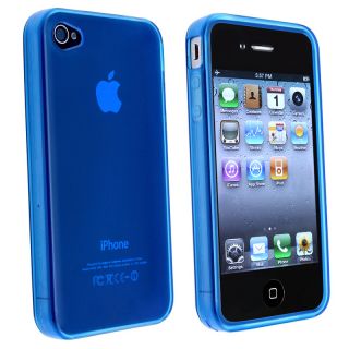 AccStation Clear Dark Blue TPU Rubber Skin Case for Apple iPhone 4