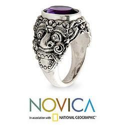 Mens Sterling Silver Beloved Barong Amethyst Ring (Indonesia