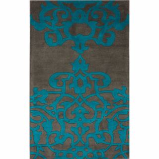 Handmade Luna Crown Turquoise Wool Rug (5 x 8)