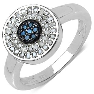 Malaika Sterling Silver 1/4ct TDW Blue and White Diamond Ring (I J, I3