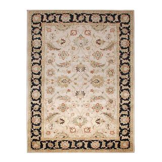 Hand tufted Beige and Black Wool Area Rug (9 x 12)