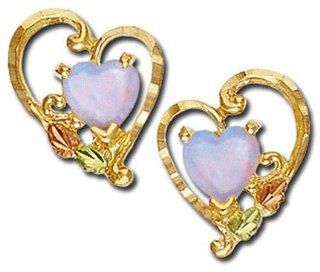 Landstroms Black Hills Gold Heart Earrings with Opal