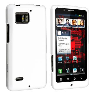 White Snap on Rubber Coated Case for Motorola Droid Bionic XT875