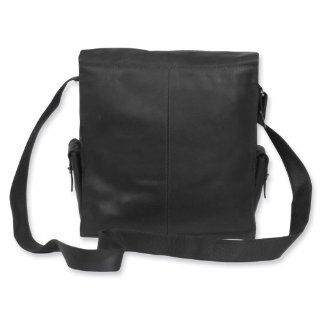 Black Leather Flap Over Messenger Bag Jewelry