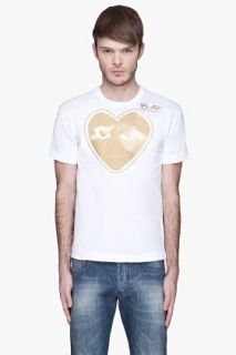Comme Des Garçons Play  White Gold Foil T shirt for men