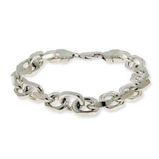 Linked Anchor Chain Mens Sterling Silver Bracelet Eves