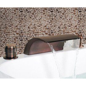Oil Rubbed Bronze Waterfall Widespread Bathroom Sink Faucet   