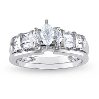 Miadora 14k White Gold 1/2ct TDW Marquise Diamond Bridal Ring Set (H I