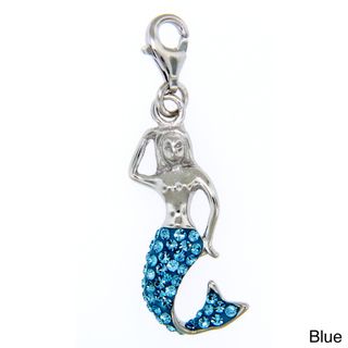 Sterling Silver Colored Crystal Mermaid Necklace