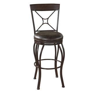 Cordes Textured Brown Leather Swivel Counter Stool