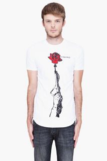 Dsquared2 White Rose Print T shirt for men