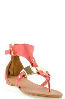 Blink 142 Coral R 17, cute plated T strap gladiator sandal