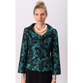 Grace Gallo New York Womens Audrey Green Printed Fitted Jacket