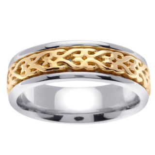 14k Two tone Gold Mens Celtic Design Wedding Band Today $577.49