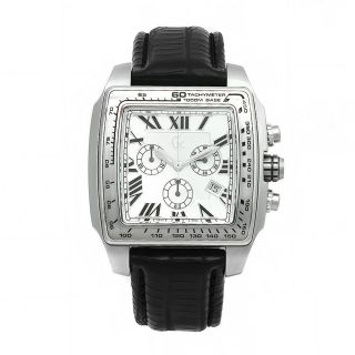 Guess Collection Mens Black Leather White Dial Chronograph Watch