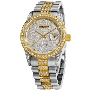 Akribos XXIV Mens Diamond Crystal Quartz Bracelet Watch MSRP $695.00
