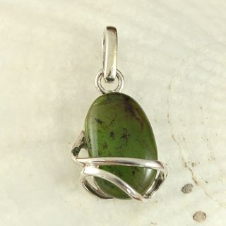 Sterling Silver Caged Mint Green Baltic Amber Pendant (Lithuania