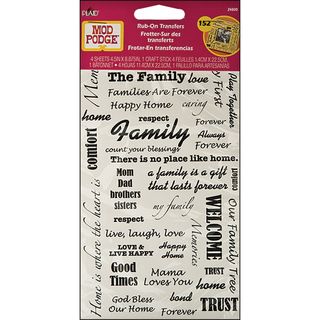 Mod Podge Rub On Transfers Friends, Family, Welcome, Love Words