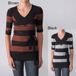 Ci Sono by Adi Juniors Striped V neck Elbow sleeve Sweater