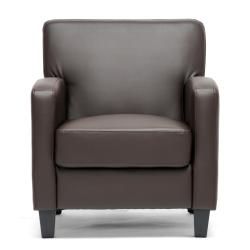 Peacock Brown Leather Modern Club Chair