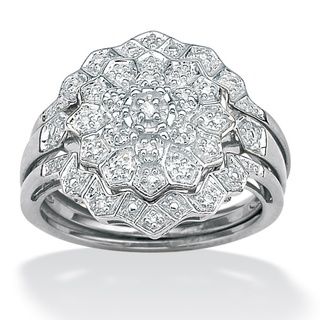 Isabella Collection Platinum/ Silver 1/6ct TDW Diamond Ring Set (H I