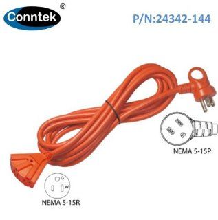 Conntek 24342 144 I Ring Tri Outlet Extension Cord 12 Foot