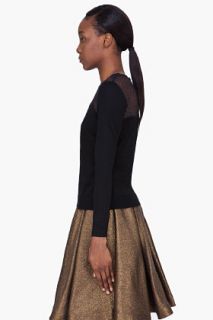 Diane Von Furstenberg Black Lace Detailed Silk Knit Rosita Sweater  for women