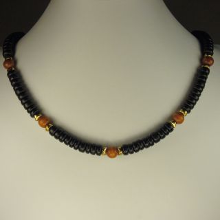 Jewelry by Dawn Black And Brown Wood Mens Necklace