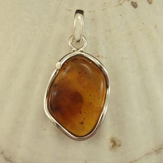 Sterling Silver Honey Baltic Amber Pendant (Lithuania)