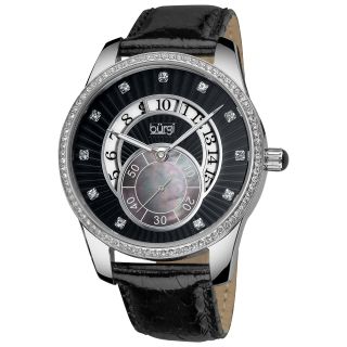 Burgi Womens Stainless Steel MOP Leather Watch Today $144.99