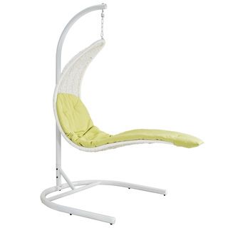 Enclave Suspension Series White/Green Rattan Outdoor Patio Swing Chair