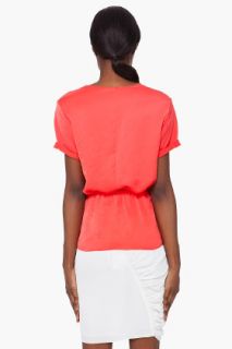 CARVEN Coral Satin Knot Blouse for women