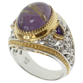 Michael Valitutti Two tone Rutilated Amethyst Ring