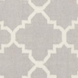 Moroccan Dhurrie Grey/ Ivory Wool Rug (8 Square)