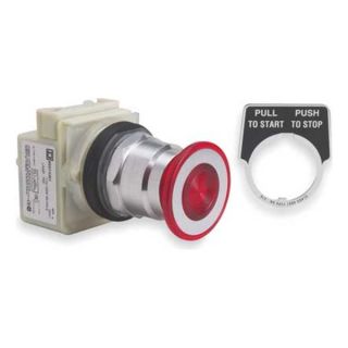 Square D 9001KR8P1R Pushbutton, Illum, Momentary, 30mm, Red