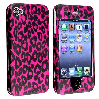 Hot Pink Leopard Snap on Case for Apple iPhone 4 AT&T/ Verizon