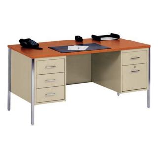 Mbi DP6030PU Desk, Double Pedestal, Teak, 60In L