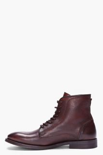 H By Hudson Brown Leather Smyth Boots for men