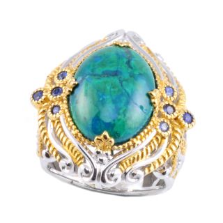Michael Valitutti Two tone Chrysocolla and Blue Sapphire Ring