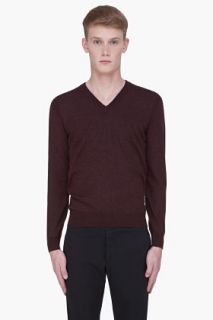 Maison Martin Margiela Dyed Burgundy V neck Sweater for men