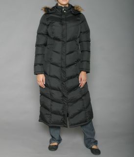 Hunny Bun Womens Black Long Hooded Puffer Coat