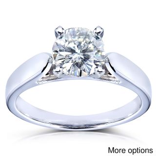 14k White Gold Round cut Moissanite Solitaire Ring